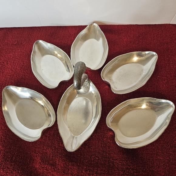 Vintage Silver Plated Swan Nesting Bowls Set of 6 Trays Nut, Candy Dish, Trinket - Picture 7 of 10